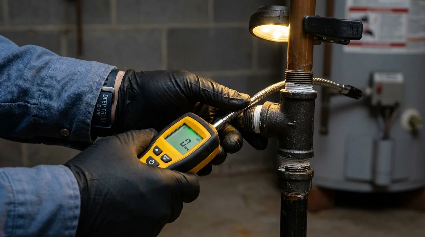 Gas leak detection with electronic sniffer by Johns Plumbing LLC in Sunderland