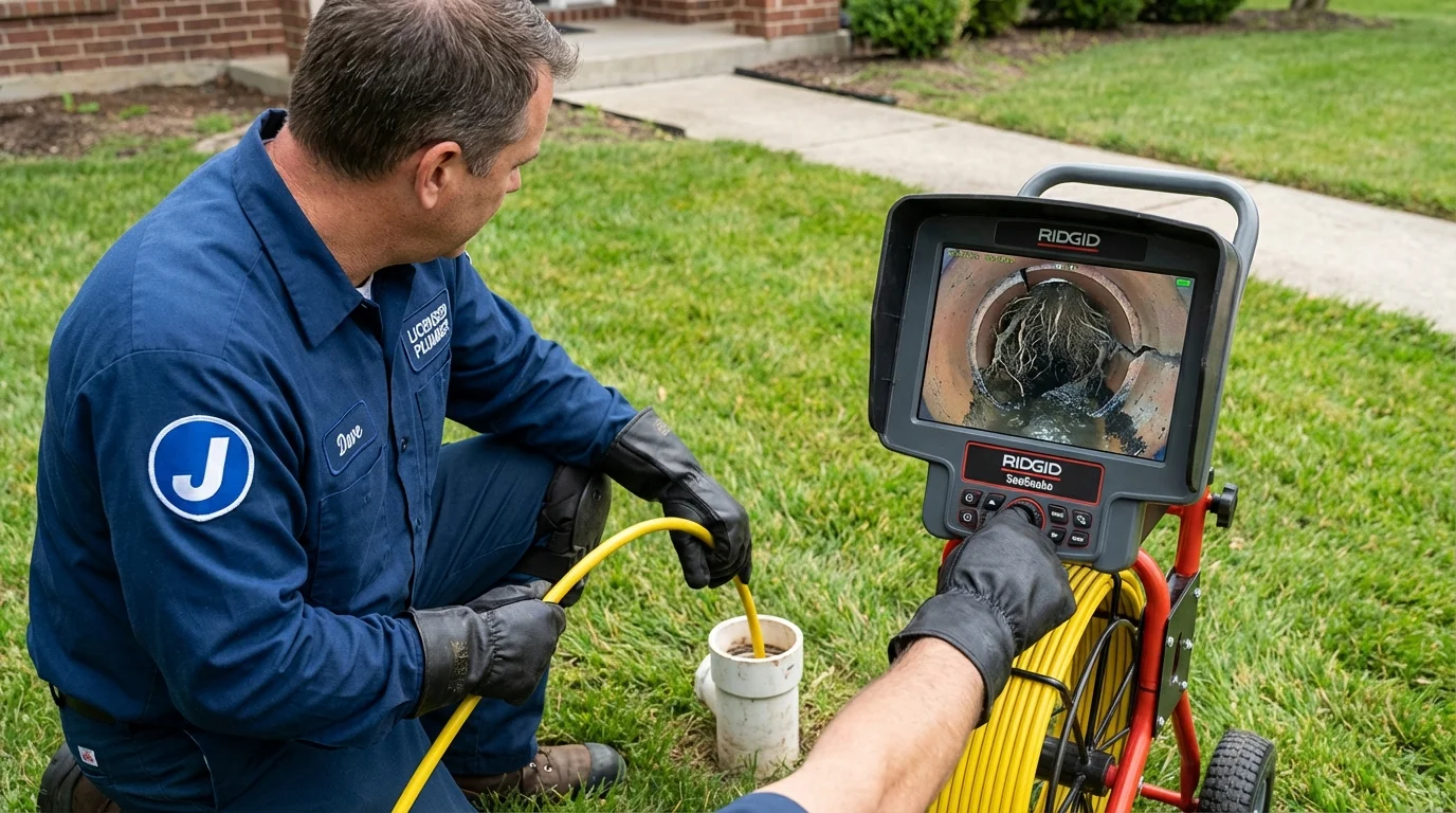 Sewer camera inspection being performed by Johns Plumbing LLC in Sunderland